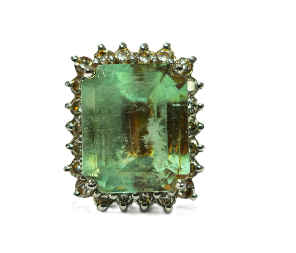 GIA Certified 100% Natural Colombian Emerald Diamond Ring