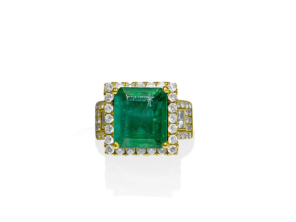 Contemporary 7.50 Carat Diamond Emerald Ring in 14k Gold - Prince The Jeweler 14k-gold-7-50-carat-diamond-emerald-ring, Rings