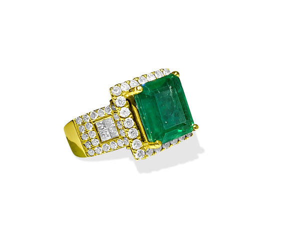 Contemporary 7.50 Carat Diamond Emerald Ring in 14k Gold - Prince The Jeweler 14k-gold-7-50-carat-diamond-emerald-ring, Rings
