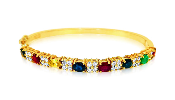 Precious Multi Gemstone & Diamond Bracelet in 18k gold - Prince The Jeweler precious-multi-gemstone-diamond-bracelet-in-18k-gold, Bracelets