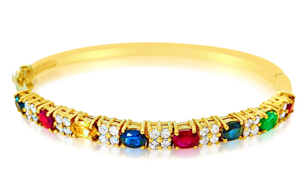 Precious Multi Gemstone & Diamond Bracelet in 18k gold - Prince The Jeweler precious-multi-gemstone-diamond-bracelet-in-18k-gold, Bracelets