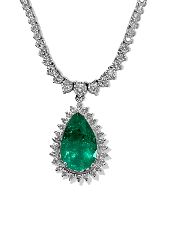 14K Gold, 12ct 100% Natural Colombian Emerald Necklace - Prince The Jeweler 14k-gold-12ct-100-natural-colombian-emerald-necklace, Necklaces & Pendants