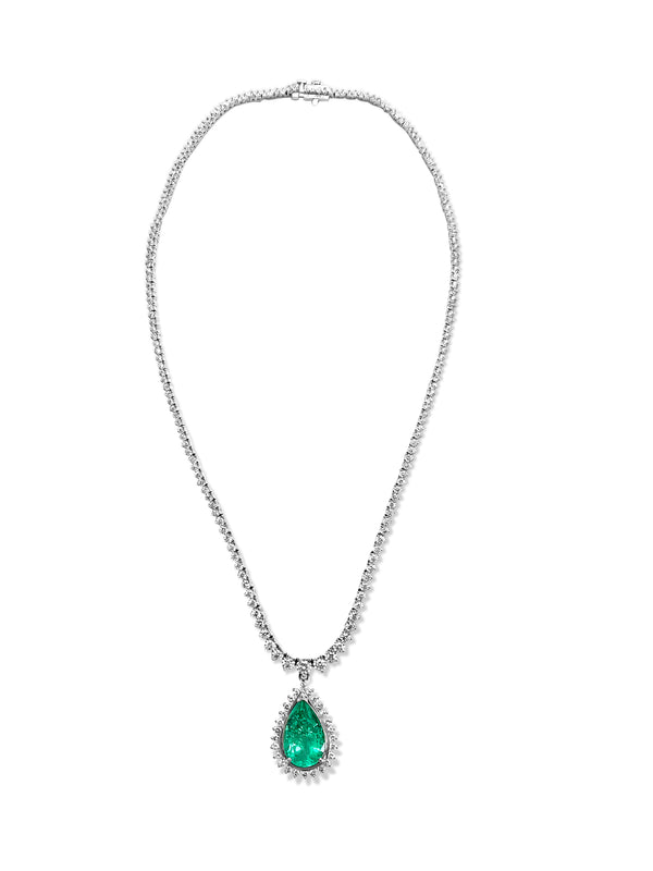 14K Gold, 12ct 100% Natural Colombian Emerald Necklace - Prince The Jeweler 14k-gold-12ct-100-natural-colombian-emerald-necklace, Necklaces & Pendants