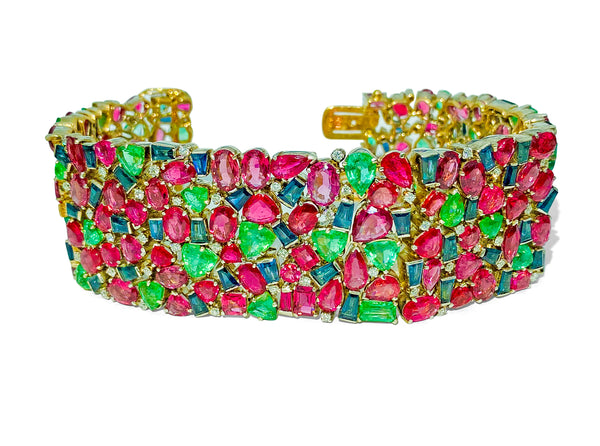 Mughal Empire: Burma Ruby, Emerald & Sapphire Bracelet - Prince The Jeweler mughal-empire-burma-ruby-emerald-sapphire-bracelet, Bracelets, wk_end_auction