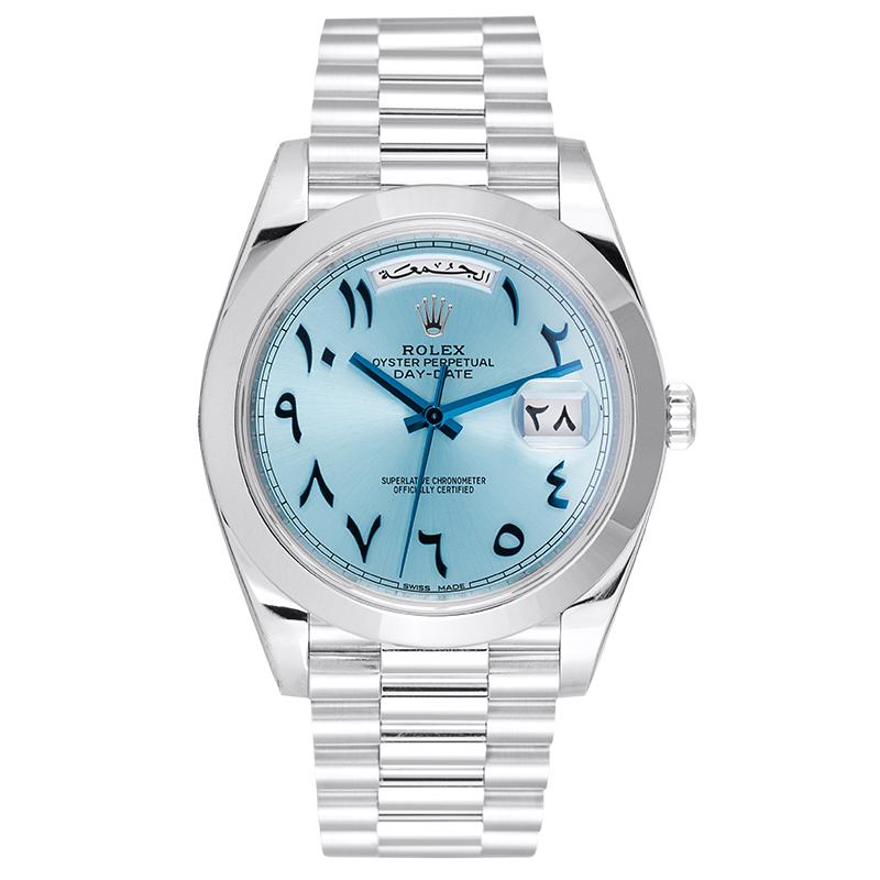 Day date platinum arabic dial clearance